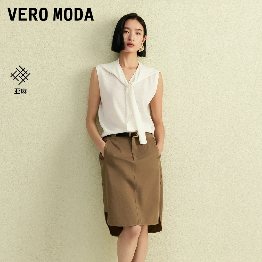Vero Moda针织衫2025夏日穿搭含亚麻海军风披肩无袖开衫325224023