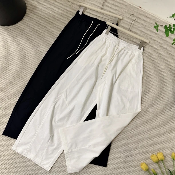 qgg女装夏季新品钛金棉显瘦百搭空调面膜裤弯刀裤HM0018