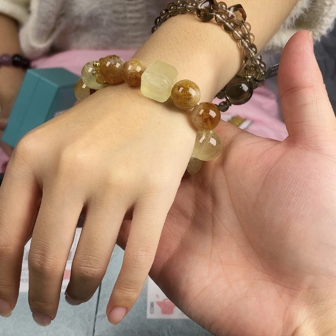 水晶手串银S925镀金镶嵌