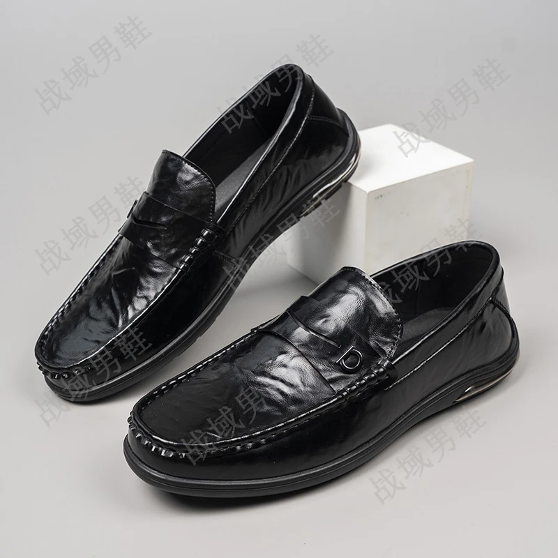 男夏季新款休闲懒人豆豆鞋真皮牛皮软底软面夏季必备百搭款25016