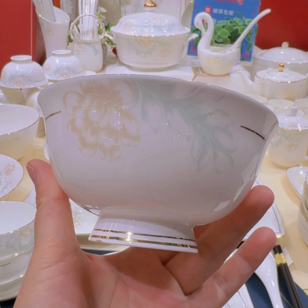 45%以上骨粉骨瓷描金清雅碗单拍