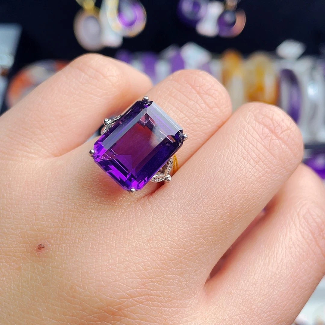 银S925镶嵌戒指紫晶天然保真