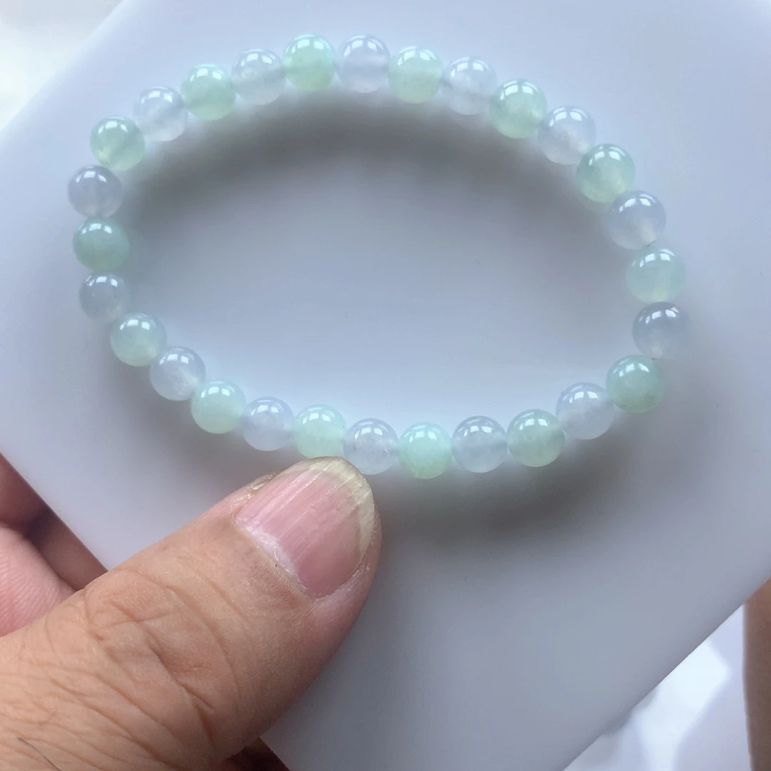 翡翠手串未镶嵌烧***卷缅甸天然翡翠手串6.3卡