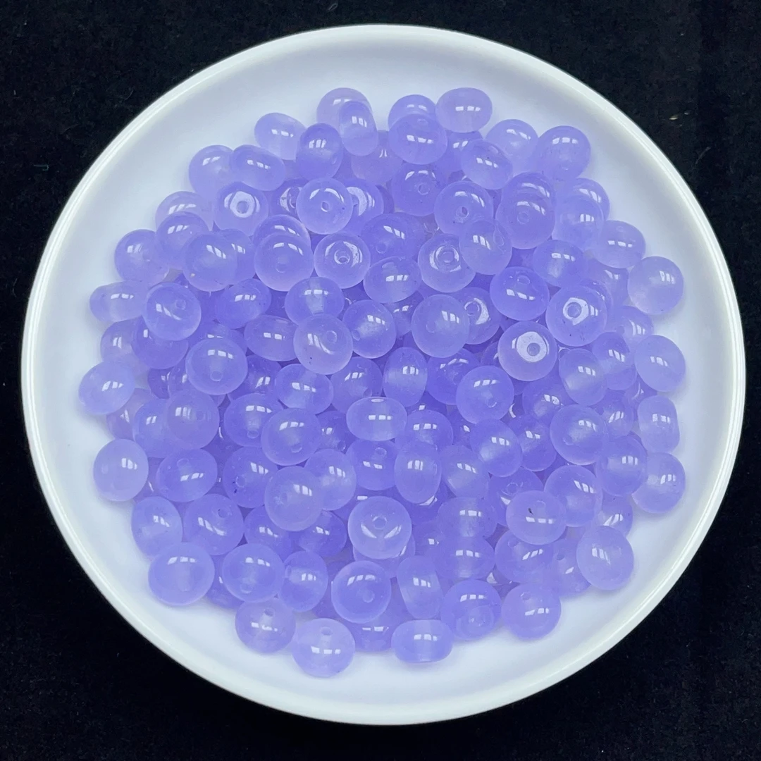 和田玉冰烟紫算盘N471卡4*6mm30颗