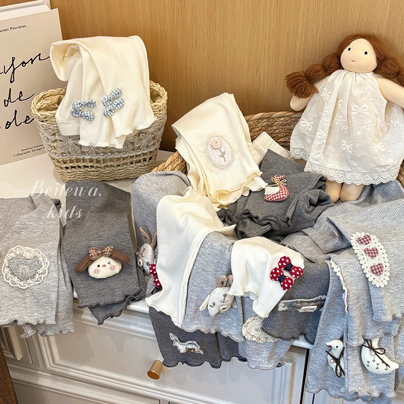 女童秋季新款甜美可爱打底裤女宝学院风时尚薄款休闲裤子可外穿潮