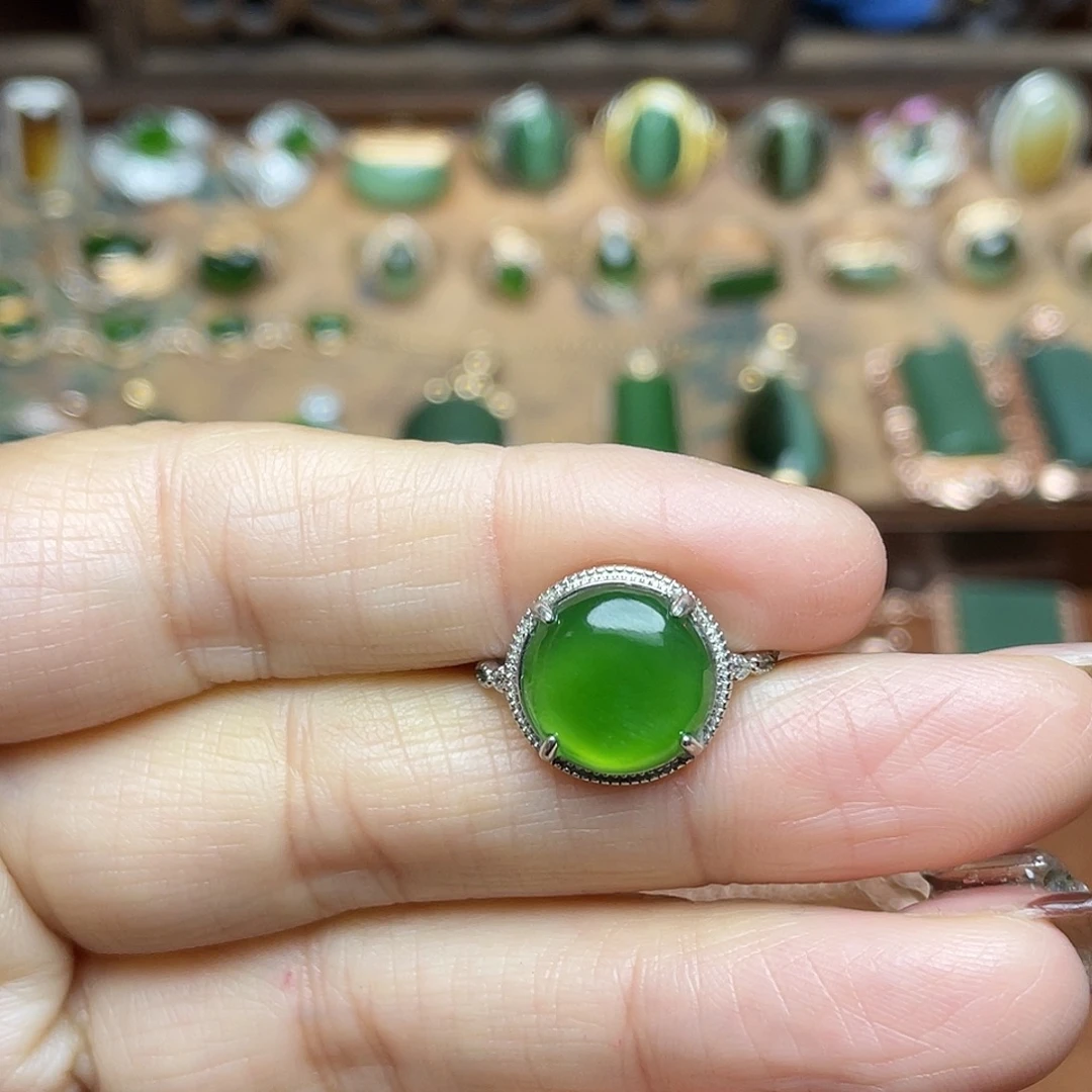 和田玉（碧玉）银S925镶嵌吊坠(不含链)