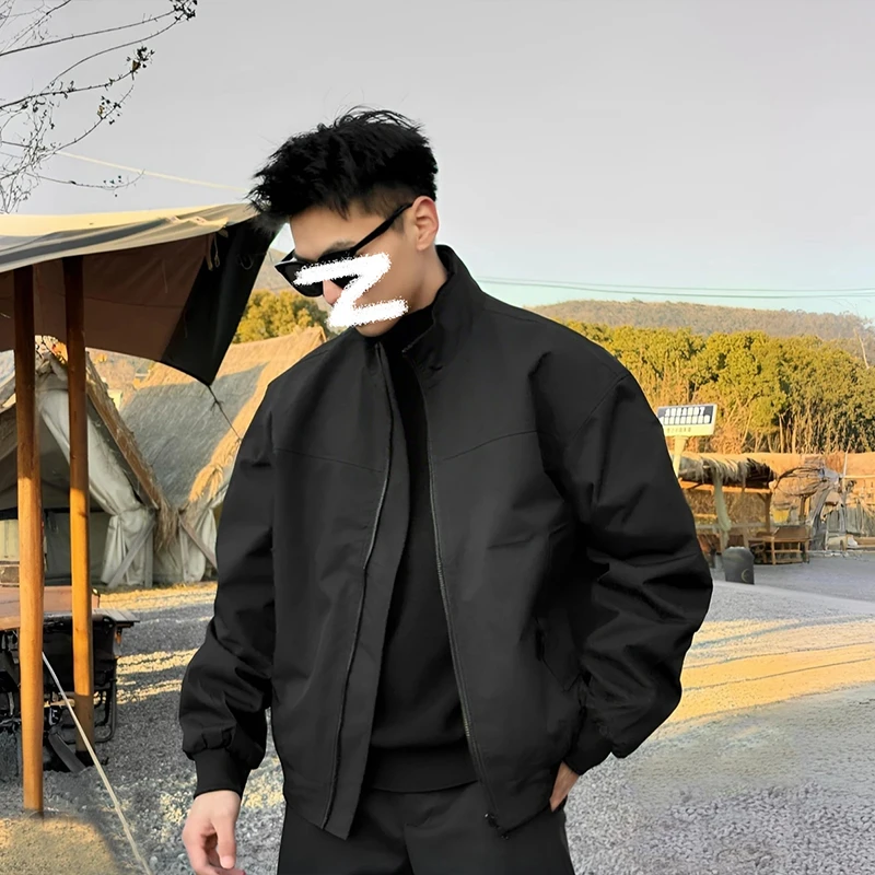 美式飞行员夹克痞帅外套男秋季cleanfit正肩短款立领棒球服冲锋衣