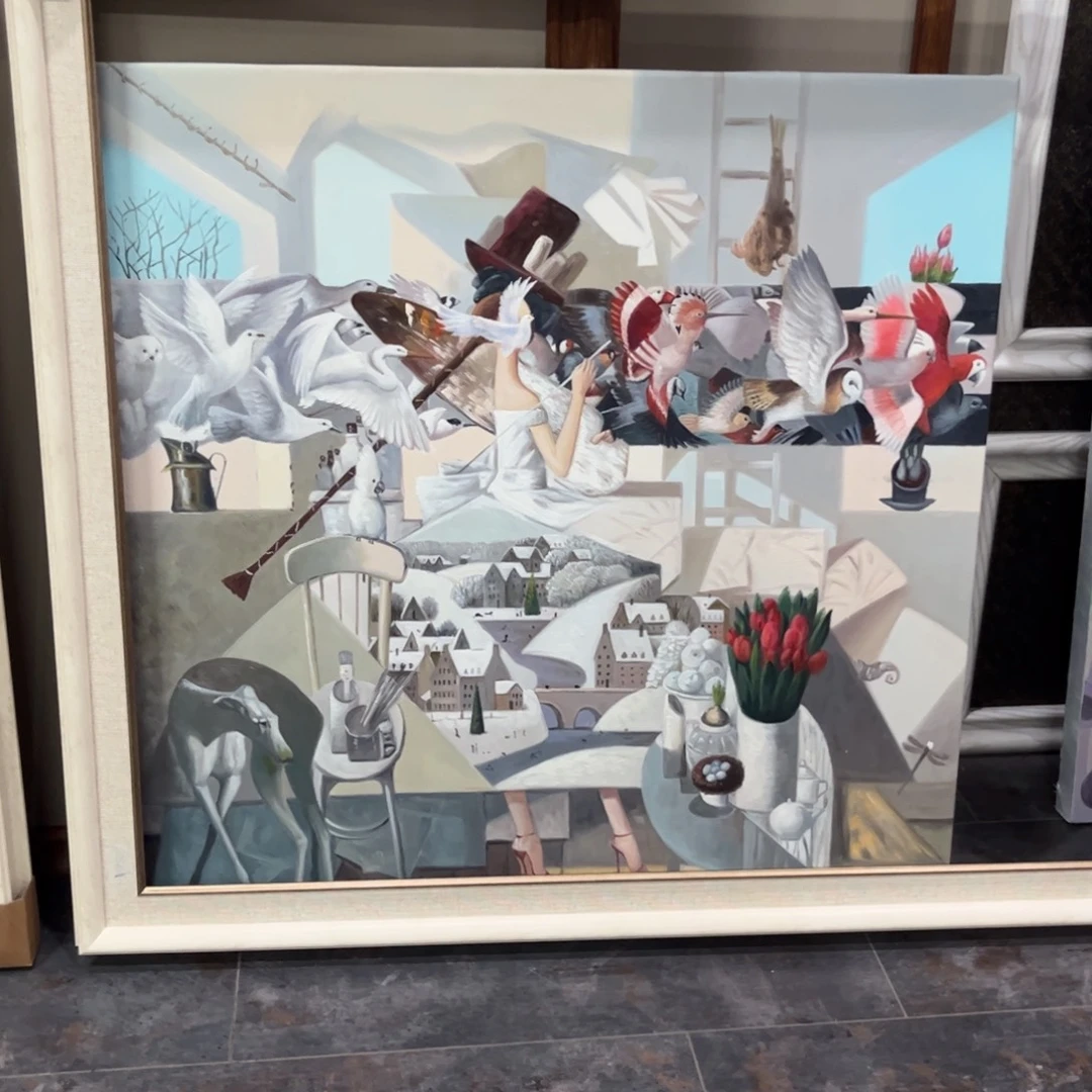 金***蛋油画女王纯手绘油画带框90×90