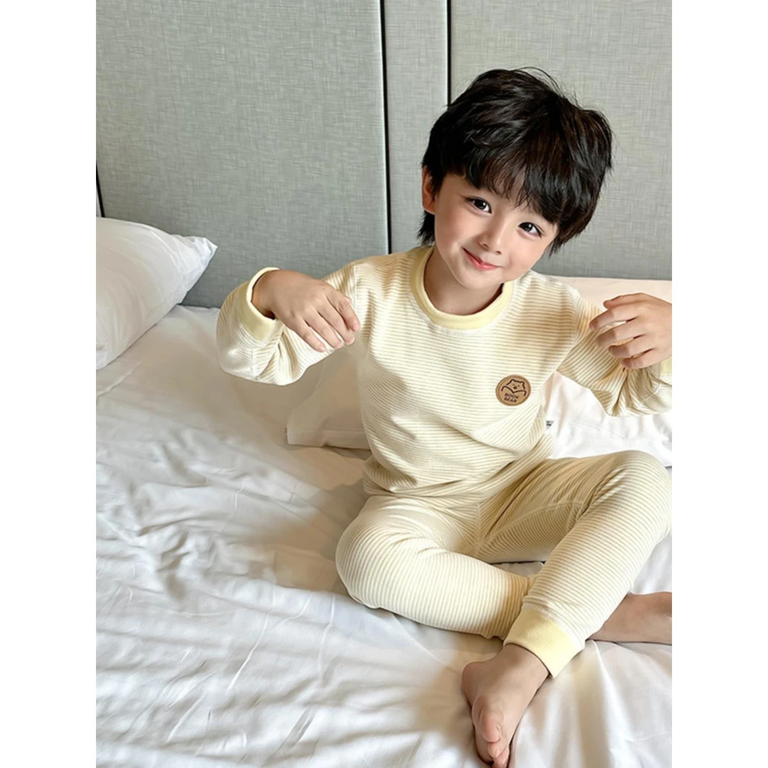 万达撤柜儿童保暖内衣套装蚕丝男童女童保暖衣打底秋男童内衣套装