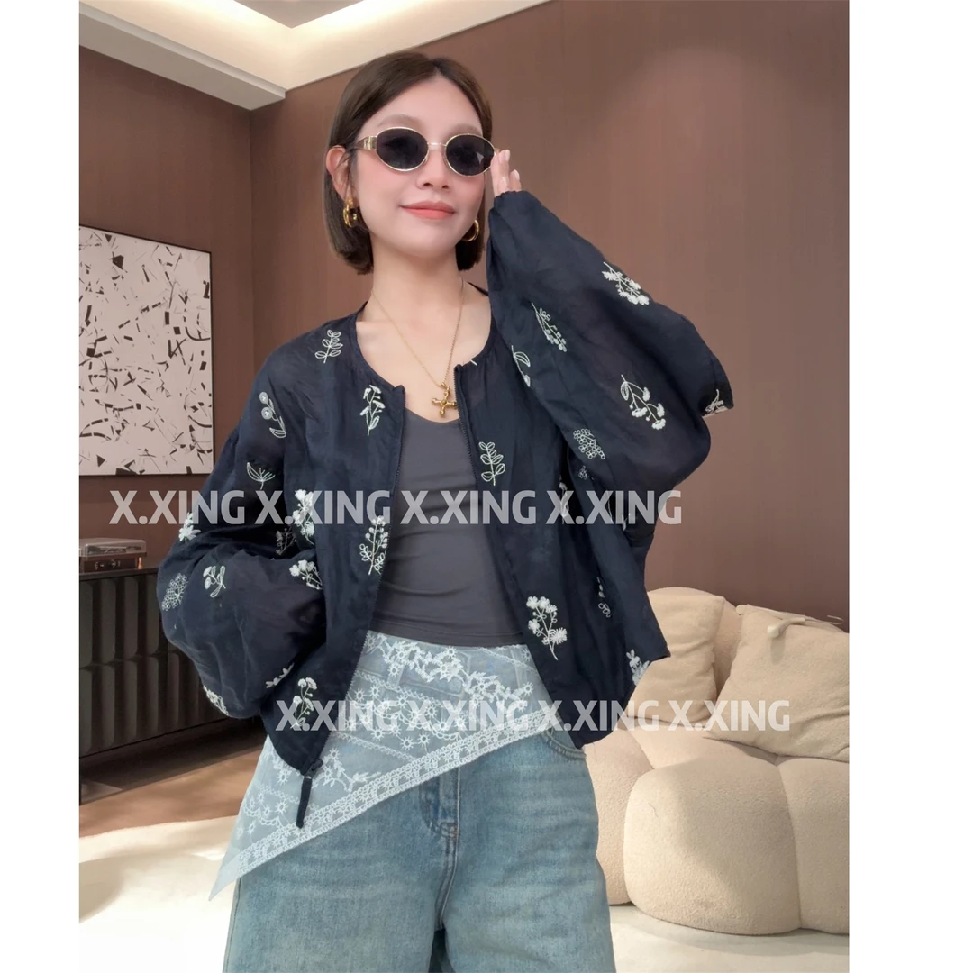 X.x.超仙薄款刺绣防晒服女夏季上衣长袖小个子衬衫外套C31-1132
