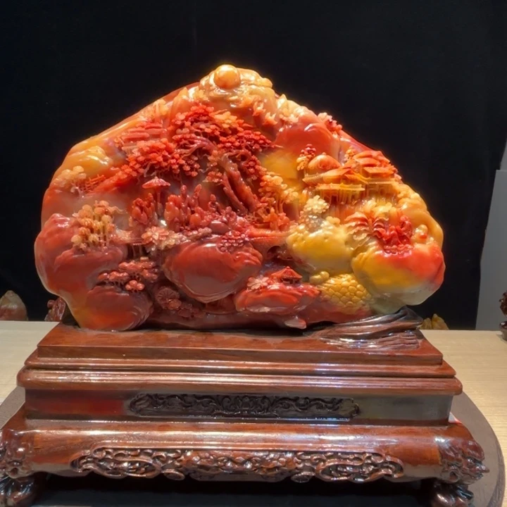 青***雪寿山石雕工漂亮黄