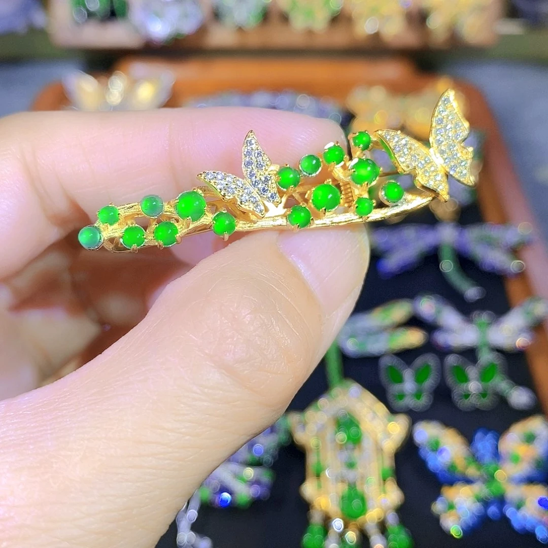 吊坠(不含链)银S925镶嵌翡翠