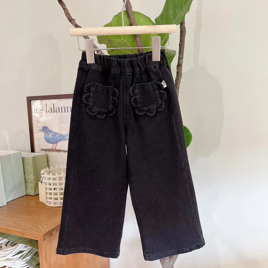 【云朵小葵】女孩黑色俩兜原韩D洋气休闲裤083813