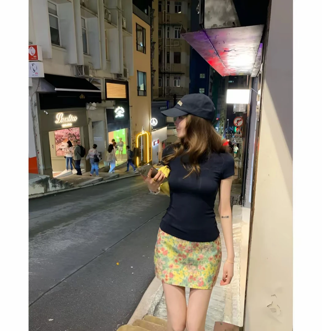 糯糯花色显瘦高腰百搭时尚夏季韩版短裙5210-664