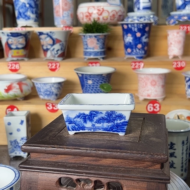 殷***忧墨奈手绘陶瓷花盆内口高