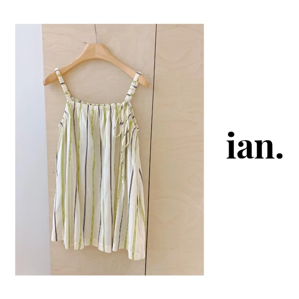 【ian】撞色条纹吊带背心女夏季百搭气质度假风无袖上衣