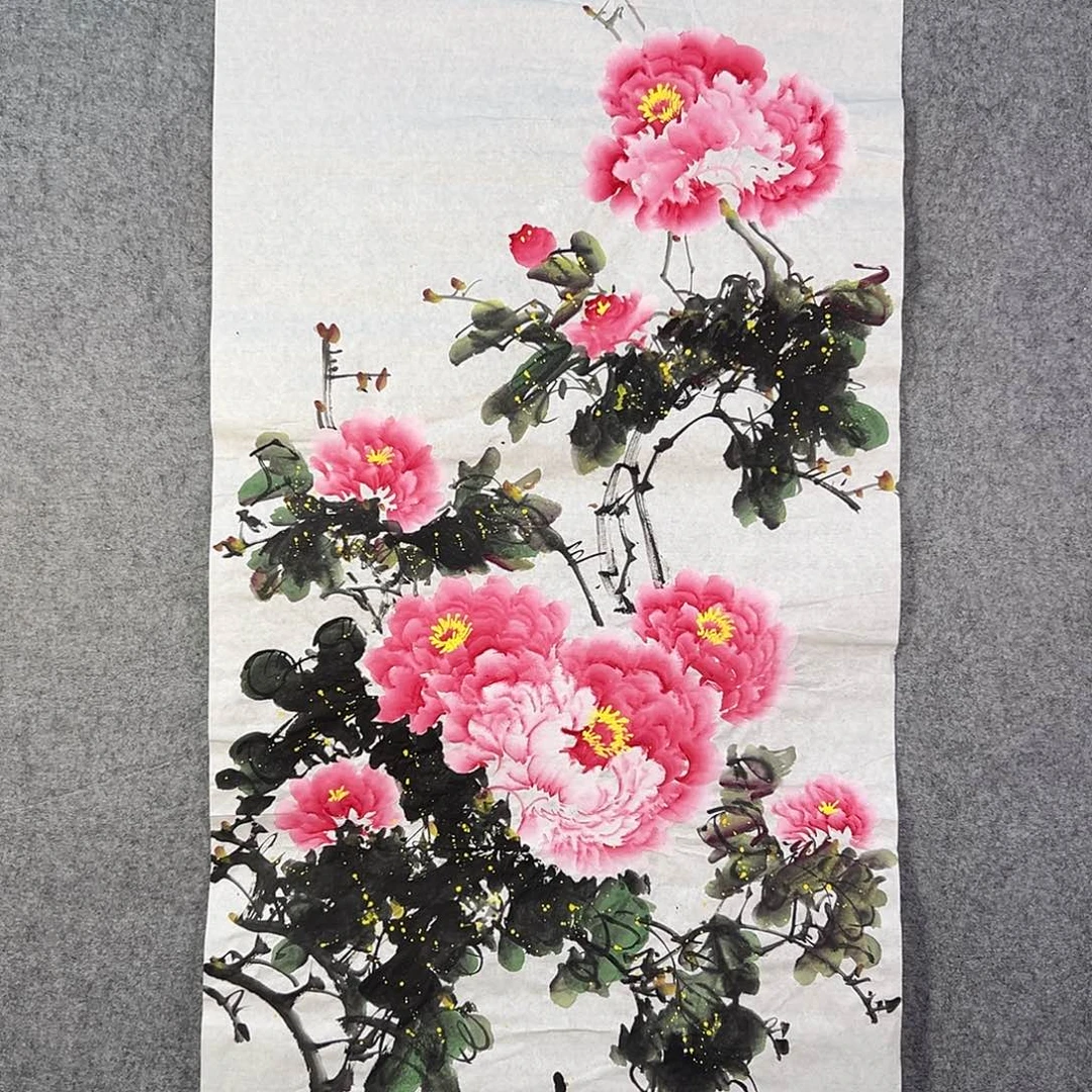 国画164 花鸟在树丛的顶端鸣叫叫声响