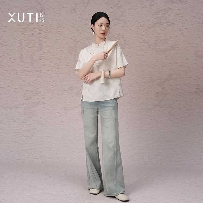 序缇春夏新款复古国风新中式女装桑蚕丝上衣H260-10919