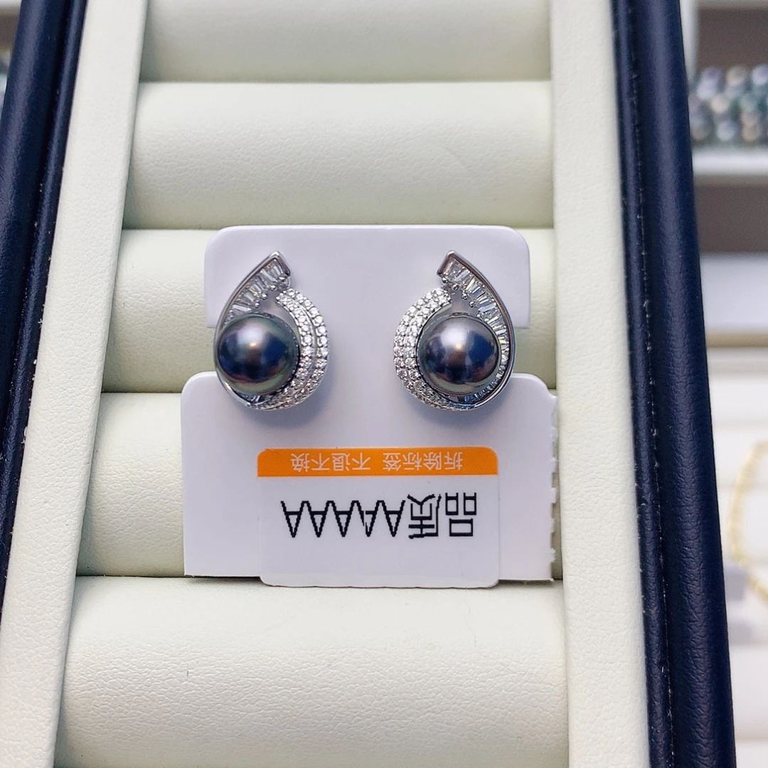 海水珍珠银S925镶嵌耳饰W45