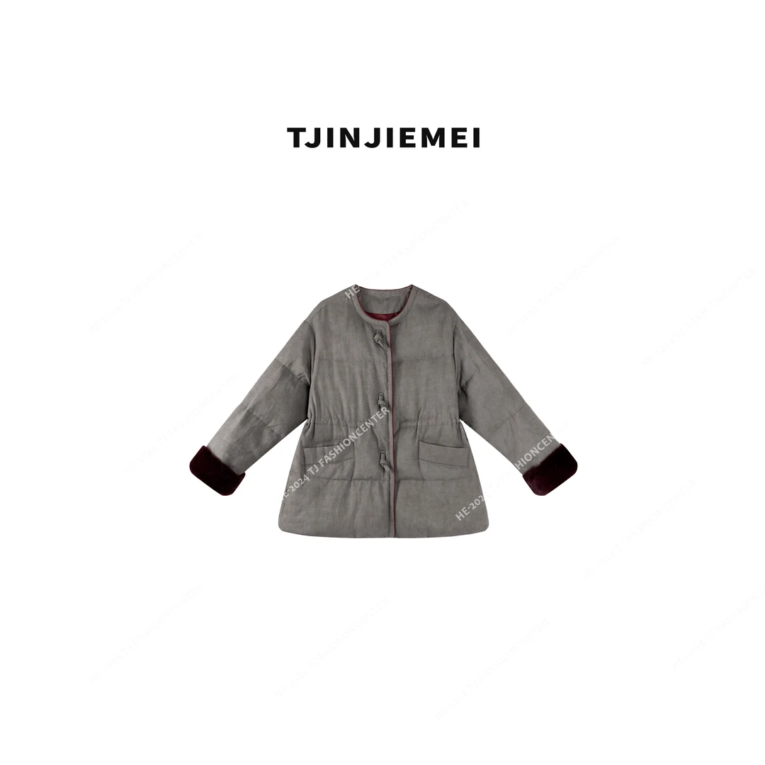 T井姐妹【知音】设计感高订精致气质鹅绒服ERF2411-24-D1230
