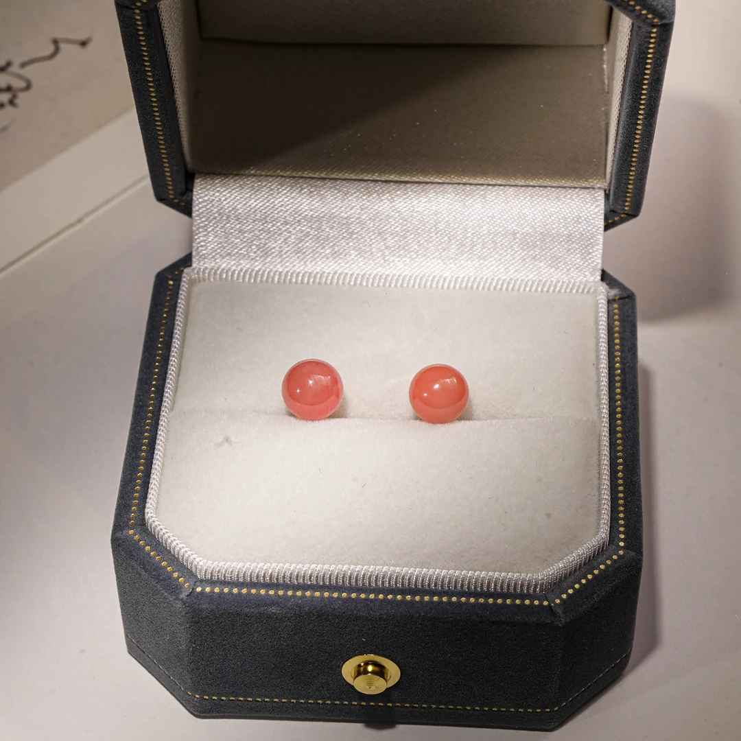 【霞光珰】·南红玛瑙925银时尚耳钉（天然珠宝多样性发）