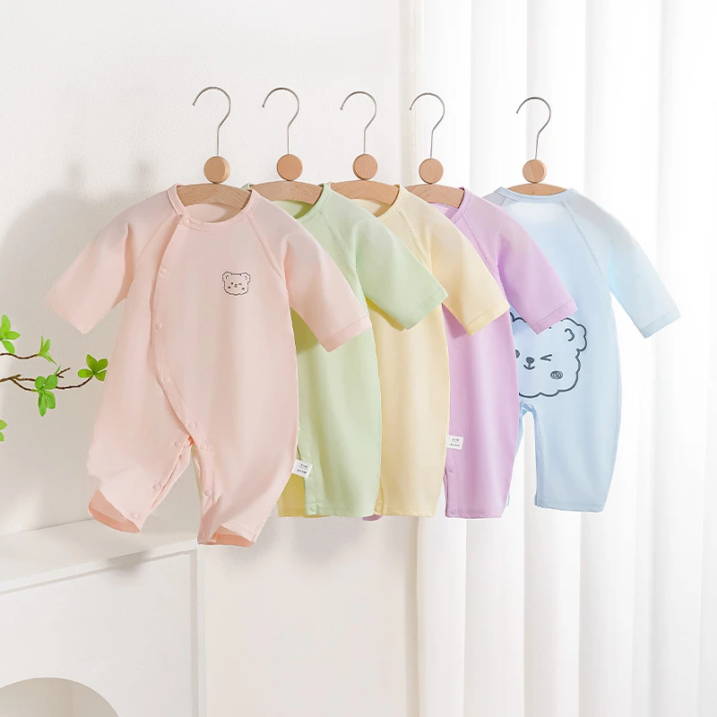 冰川棉-长袖婴儿夏季连体衣可爱透气无骨爬服宝宝护肚空调服a类