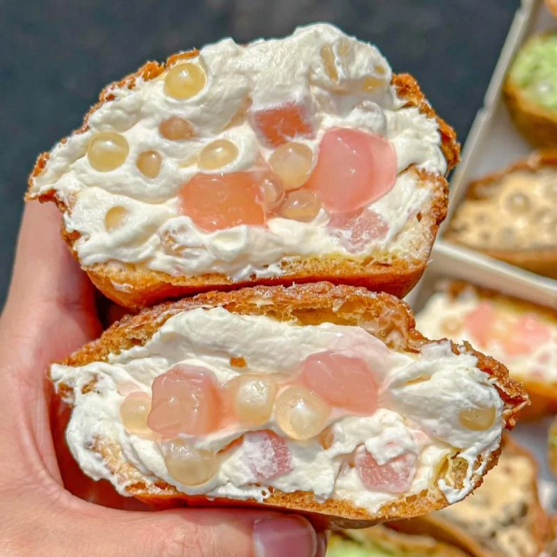 爆珠面包脆啵啵爆浆动物奶油爆珠流心面包夹心啵啵海盐芝士味面包