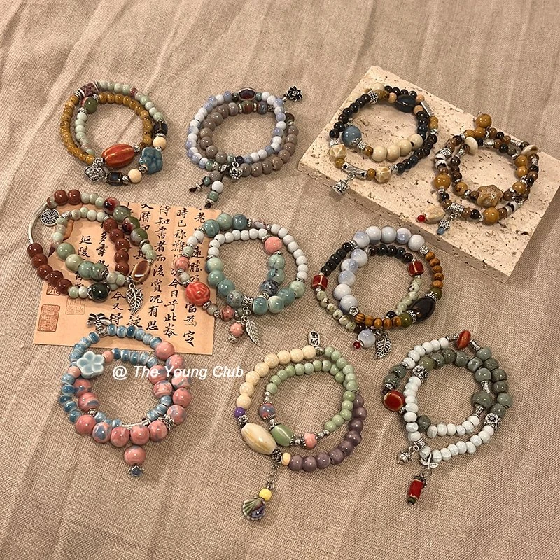 合金陶瓷手链 新中式陶瓷手链女原创设计串珠民族风手串国潮复古