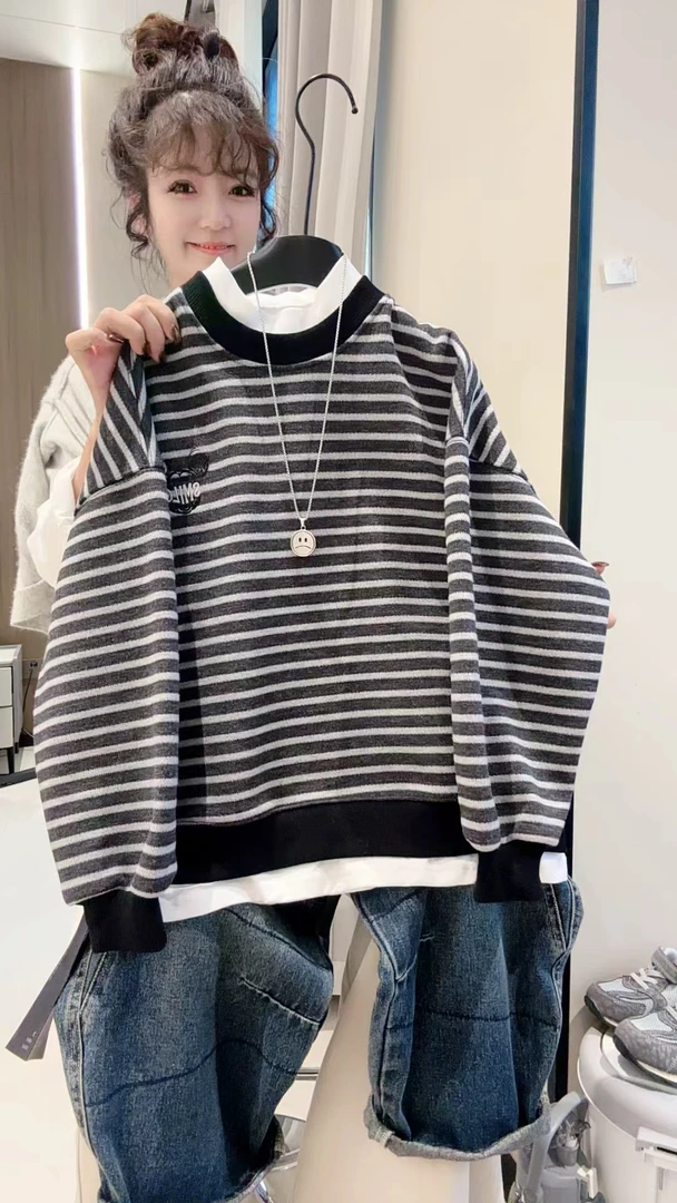 【段品棉】秋冬款儿童韩版加厚一体绒针织时尚休闲卫衣男女童百加绒