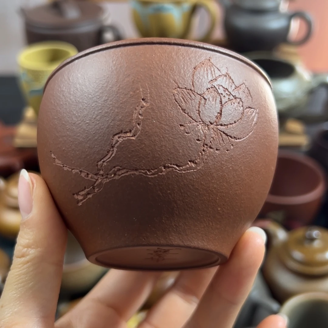 茶杯紫砂紫泥荷香