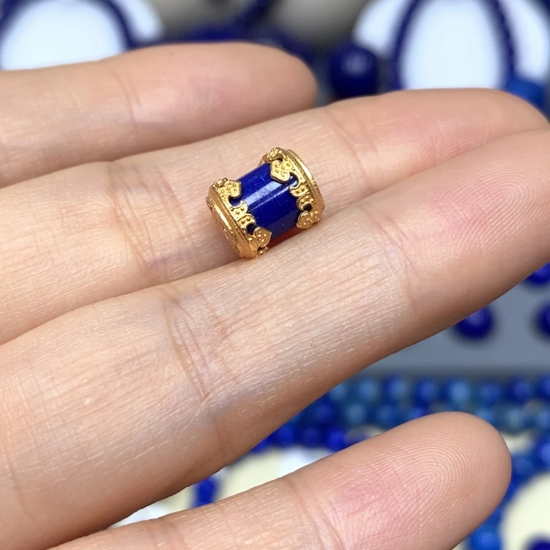 青金石银S925镀金镶嵌颈饰