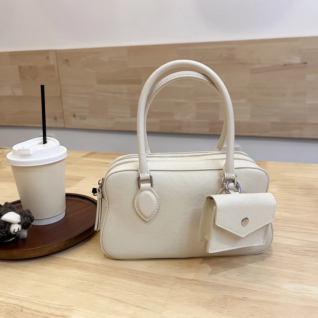 高级感千层土司包植鞣牛皮保龄球包手提斜挎包包