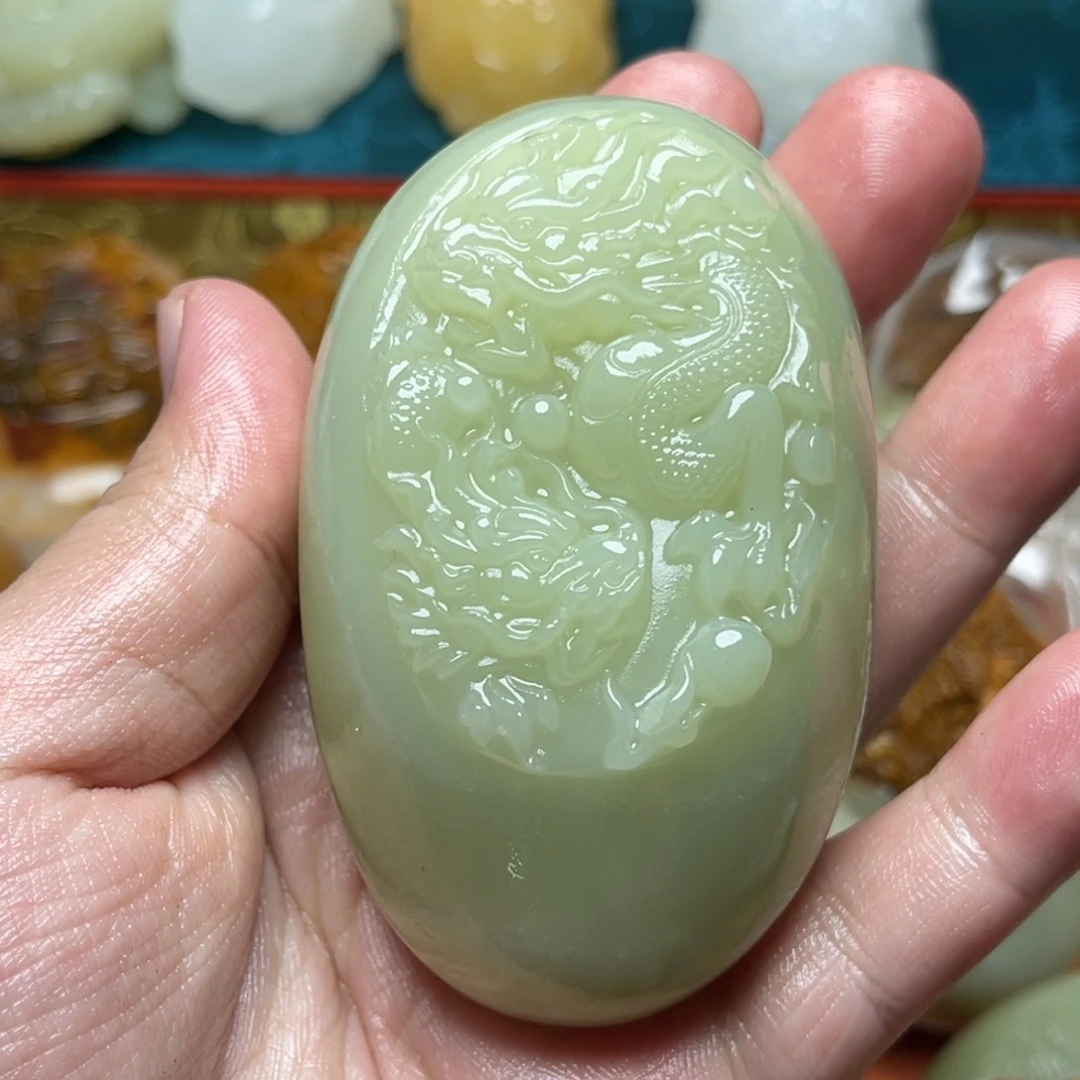 用***9石材天然方解石手把件不退换