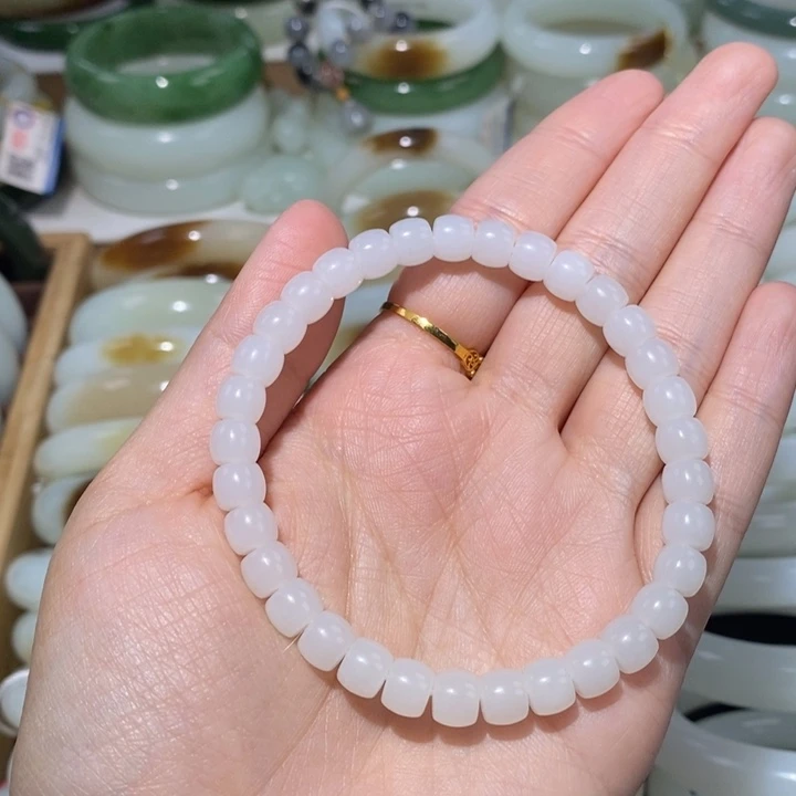 和田玉手链未镶嵌羊脂白串