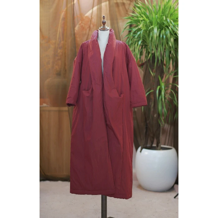 穗缎女士长款冬季保暖秋冬棉袄红色2103外套棉服棉衣中长款女装