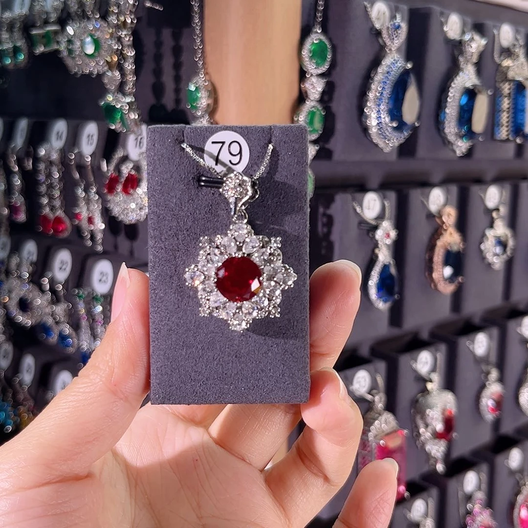 颈饰银S925镶嵌红宝石