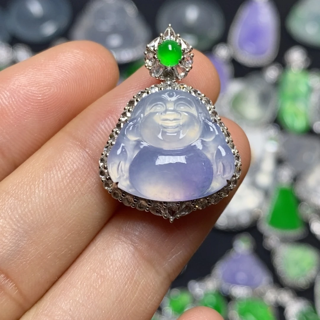 翡翠18K金镶嵌吊坠(不含链)冰紫佛