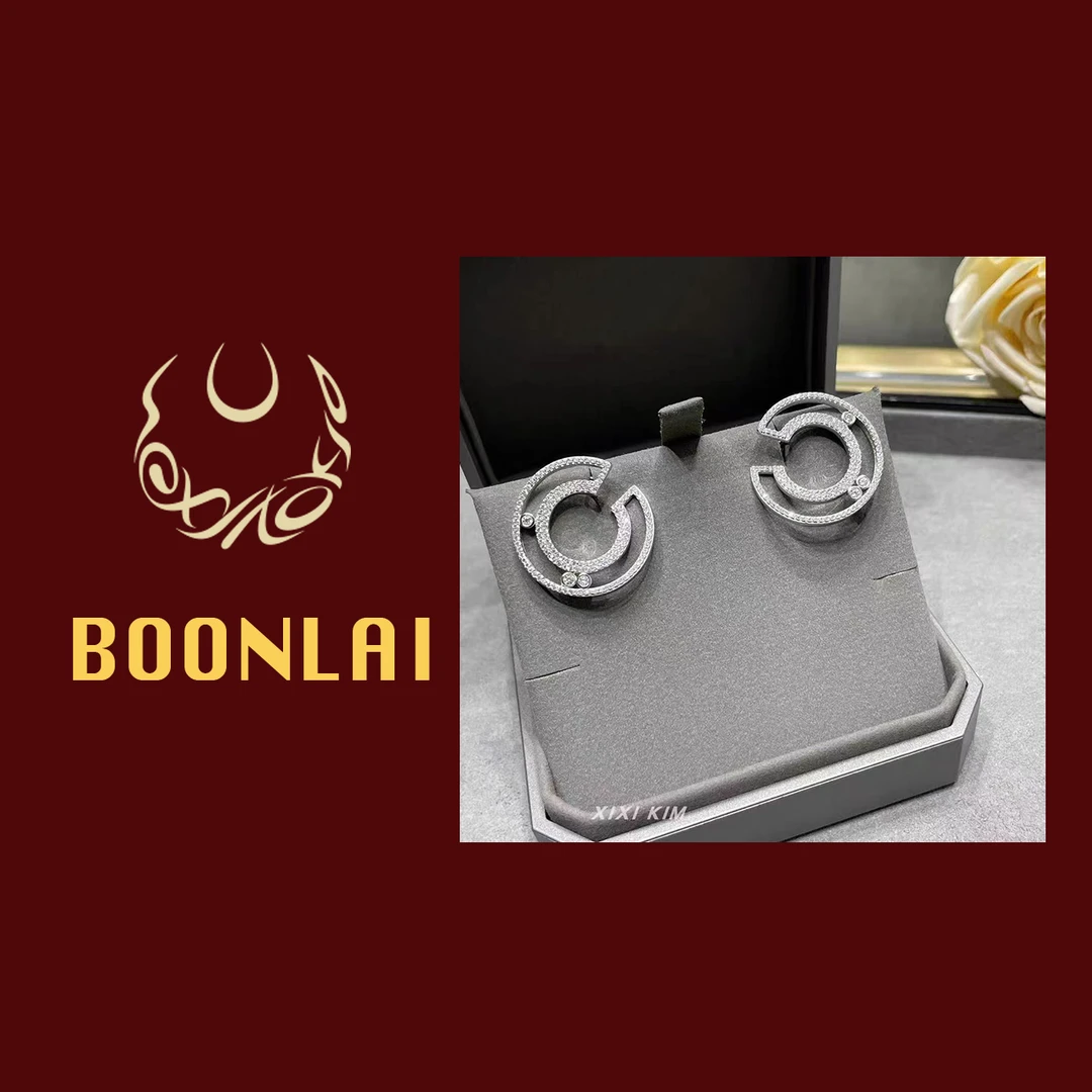 铜合金莫桑石耳饰 Boonlai  大货镶钻银色圆圈耳钉0120