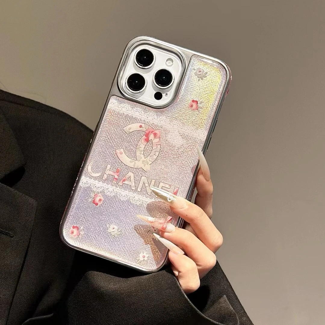 {Hello壳壳}温柔花朵小香高级感轻奢银框镭射适用苹果13-16手机壳