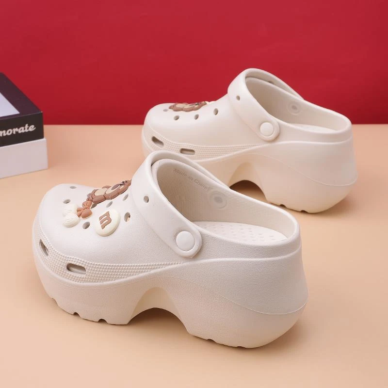 范哲萨9增高洞洞鞋女夏外穿2025新款厚底软底户外两穿防滑海边沙