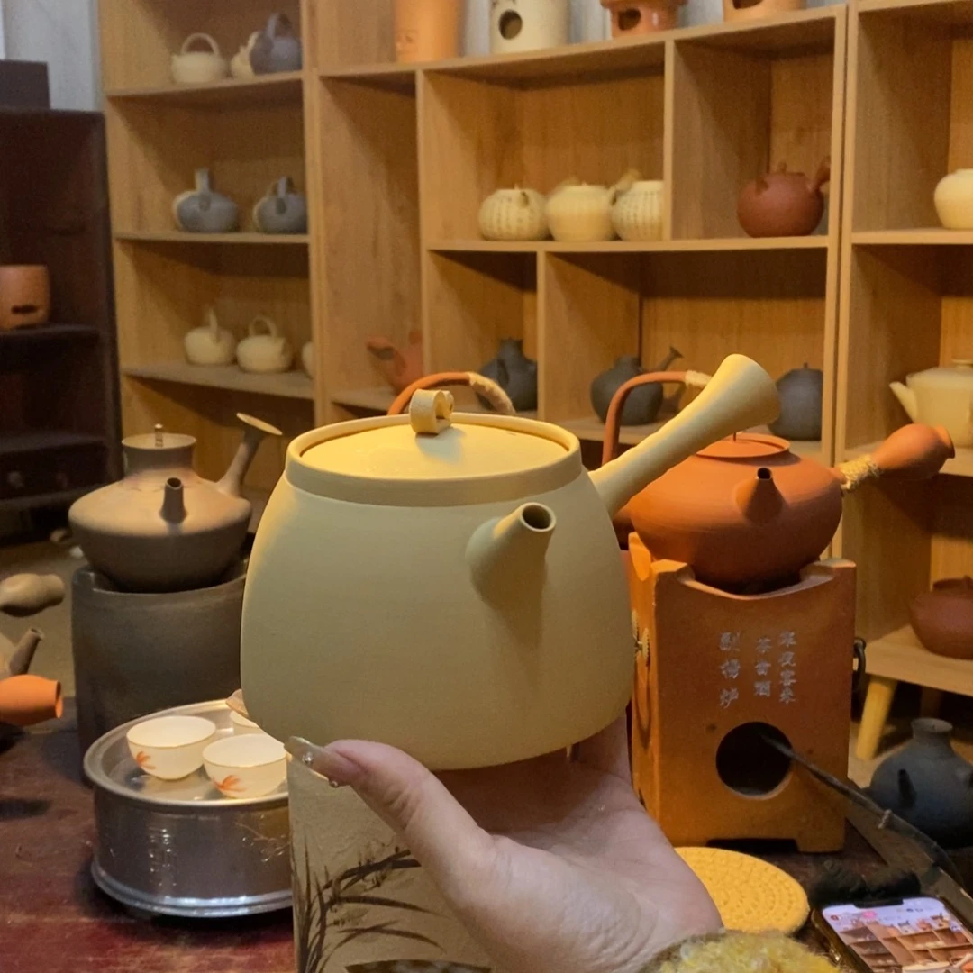 陶煮海白泥侧把壶700c