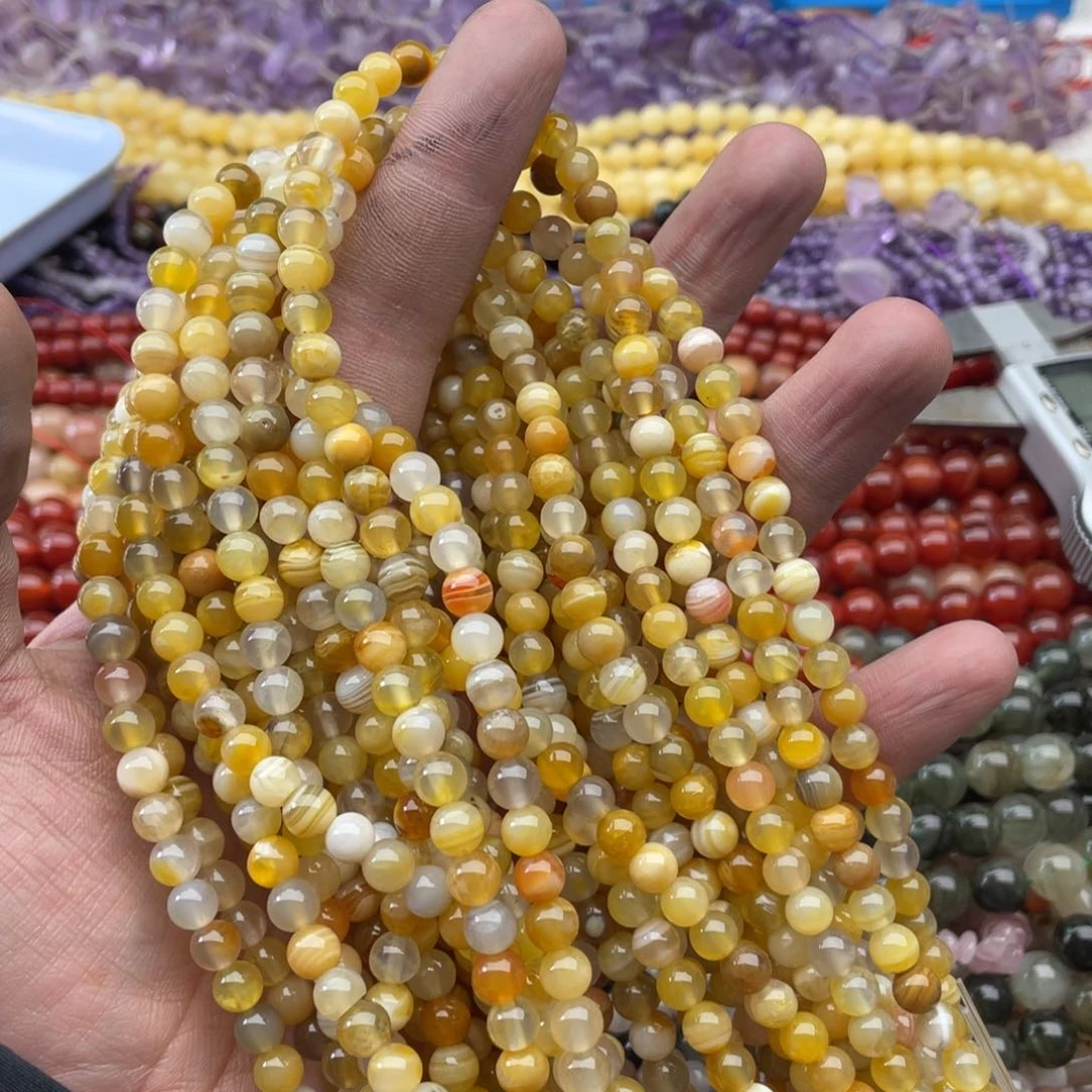 玛瑙/玉髓珠宝半成品未镶嵌一条装6mm波斯湾玛瑙圆珠