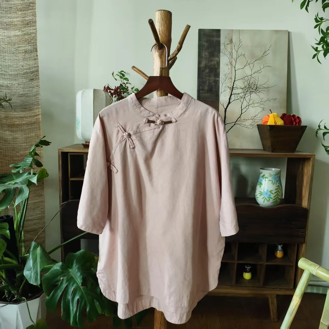 【大梅子推荐】设计款亚麻盘扣上衣H8506A