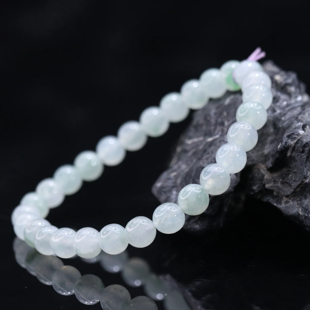 42天然缅甸翡翠A货冰珠串/800312/上海嘉禾拍卖