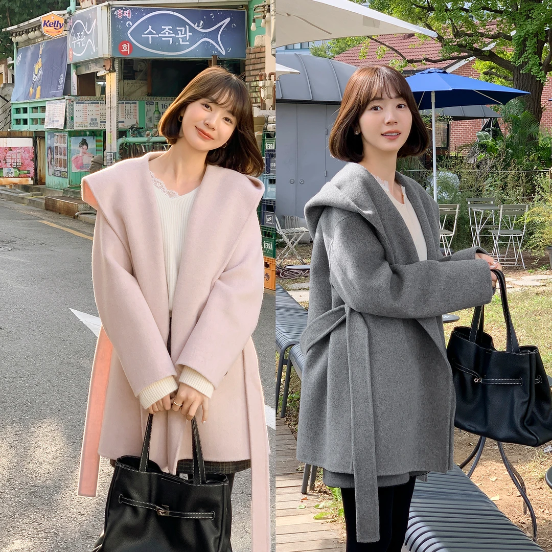 【左岸优雅】FS510W054连帽短款大衣外套