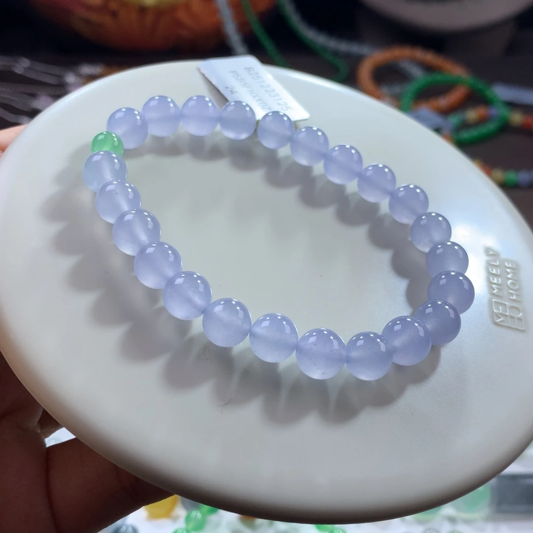翡翠未镶嵌手链冰胶纯净梦幻冰紫单圈卡7.8~8.1