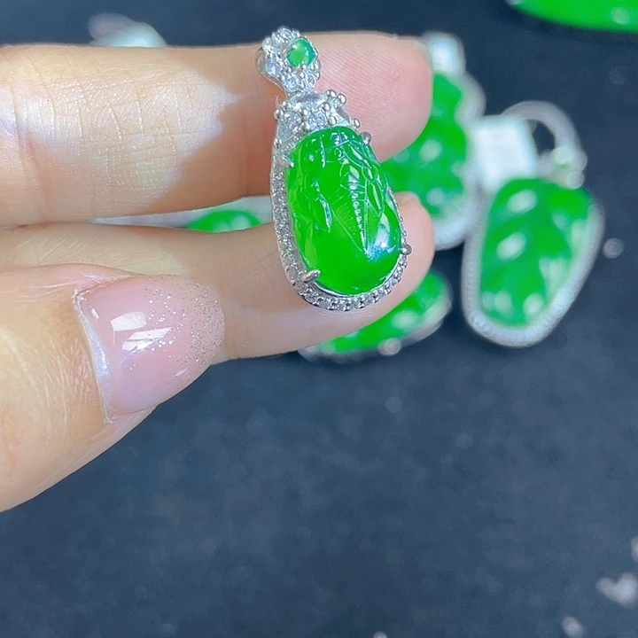 翡翠银S925镶嵌吊坠(不含链)