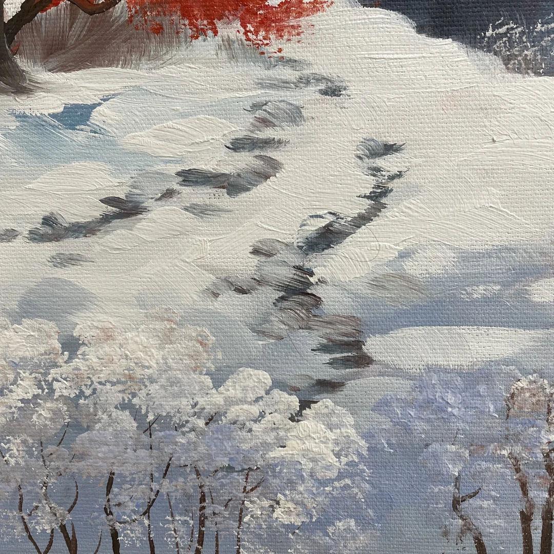 林彦新*** 冬景-雪-约50*60厘米-手绘油画-麻布