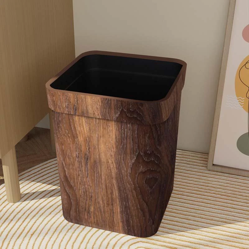 垃圾桶商用仿木纹家用厨房厕所卫生间创意客厅卧室办公室大号轻奢