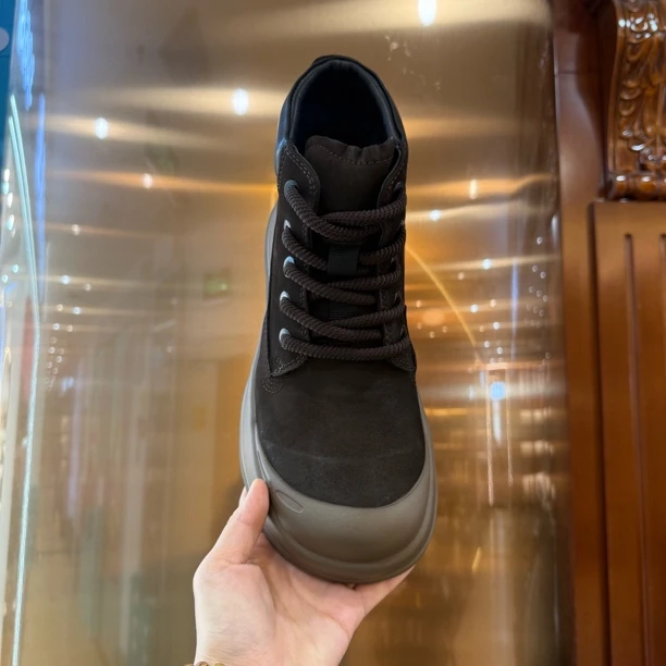 3022-17冬季圆头加绒厚底复古港风高帮休闲运动皮鞋百搭舒适短靴